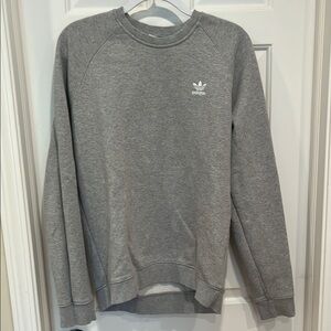 Adidas Gray Crewneck Sweater with Trefoil Logo
